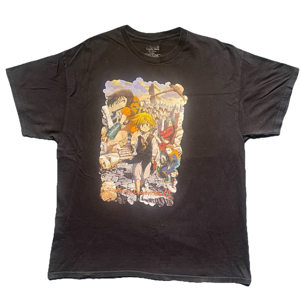 The Seven Deadly Sins T-Shirt Men’s XL Black Anime Manga Graphic Tee